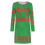 Long Sleeve Knitted Dress for Women Floral Print Comfortable Fit Autumn Winter Casual Wear
