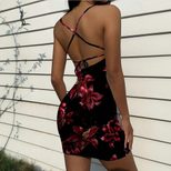 Summer Backless Bodycon Mini Dress for Women Sexy American Style Spaghetti Straps Comfortable Fa