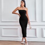 Chic Strapless Bodycon Dress Solid Color Summer Beachwear Elegant Style Wholesale Available low