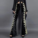 Velvet High Waist Embroidered Flare Pants for Women Slim Fit Casual Trousers Autumn Winter Collection Wholesale
