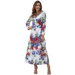 Bohemian Floral Midi Dress Long Sleeve Spring Style Comfortable Fabric Perfect for Casual Outing