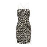 Womens Leopard Print Bodycon Dress Stretch Fabric Sleeveless Sexy Style Perfect for Parties and