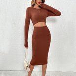 Knitted Bodycon Dress Sexy Hollow Design Slim Fit Elegant Style Perfect for Parties and Night Ou