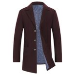 Mens Wool Blend Overcoat Mid Length Stylish Warm Fall Winter Fashion for Middle Aged Wholesale A