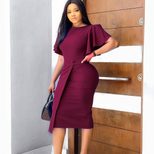 Plus Size Womens Pencil Skirt Elegant Ruffle Sleeve Bodycon Fit Fashionable for Office Wear Whol