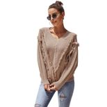 V Neck Long Sleeve Sweater Stylish Versatile Comfortable Autumn and Winter Wear Wholesale Availa