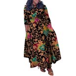 Plus Size African Print Maxi Dress Stylish Floral Design Tie Neck Flowy Silhouette Spring Summer