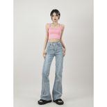 High Waisted Flared Jeans for Women Vintage Design Wide Leg Slim Fit Floor Length Casual Wear Wholesale Availabl