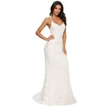 Elegant V Neck Maxi Dress Sexy Spaghetti Straps Train Detail Perfect for Weddings Wholesale Avai