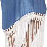 Bohemian Crochet Patchwork Maxi Dress Loose Fit Short Sleeve V Neck Tassel Detail Beachwear for