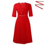 V Neck Pleated Dress Solid Color Fashionable Elegant Perfect for African Occasions Wholesale Ava