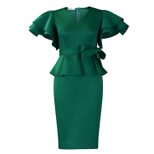 Elegant Ruffle Hem Bodycon Dress Solid Color Chic Design Perfect for Parties Wholesale Available