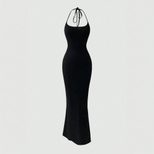 Sexy Halter Neck Bodycon Dress High Waist Backless Long Length Autumn Winter Evening Gown Wholes