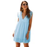 Womens Summer Dress V Neck Loose Fit Lace Short Skirt Casual Wear fast shipping