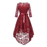 Lace Evening Dress Tailored Fit V Neck Long Sleeve Elegant for Parties