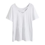 Plus Size Womens V Neck Short Sleeve T Shirt Loose Fit Summer Top Casual Wear Wholesale factory direct