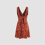 Floral Print V Neck Dress Elegant Fresh Style Comfortable Fit Perfect for Spring Summer Occasion