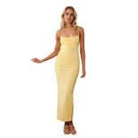 Summer Womens Maxi Dress Simple Sexy Versatile Square Neck Spaghetti Straps Lightweight Fabric W
