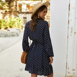Polka Dot Long Sleeve Dress for Women Soft Cotton Blend Spring Summer Fashion