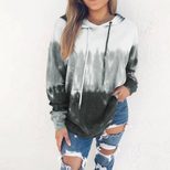 Hooded Long Sleeve Sweatshirt for Women Rainbow Gradient Print Cozy Fabric Casual Wear
