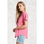 Womens Casual Loose Fit Short Sleeve T Shirt Deep V Neck Solid Color Summer Wear