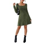 Elegant Womens Dress Minimalist Style Square Neckline Short Length Autumn Winter Fashion Wholesa