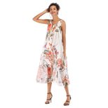 Womens Beach Dress Sleeveless Round Neck Floral Print Flowy Chiffon Summer Casual Wear Wholesale