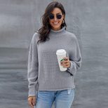 Womens Oversized Turtleneck Sweater Batwing Long Sleeves Warm Knit Fabric Versatile Style Perfect for Winter Wea