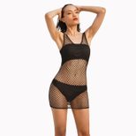 Sheer Fishnet Dress Sexy Hollow Out Design Adjustable Straps Lightweight Fabric Nightclub or Lin