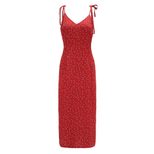 Polka Dot Maxi Dress Side Slit Sleeveless Elegant Design Perfect for Parties and Special Occasio