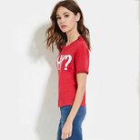 Womens Loose Fit Red T Shirt Letter Print Design Casual Wear for Everyday Use Wholesale Availabl