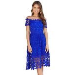Lace Mini Dress for Women Off Shoulder Short Sleeve High Waist Midi Style Summer Occasion