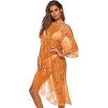Sheer Lace Beach Cover Up Dress Irregular Asymmetrical Design Sexy Style Lightweight Fabric Summ