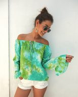 Womens Summer Long Sleeve Off Shoulder Top Original Design Lightweight Fabric Trendy Style Perfe