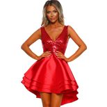 Elegant Party Dress Mid Length Sequin V Neck Ruffle Hem Perfect for Evening Events Wholesale Ava