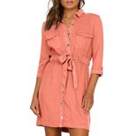 Womens Shirt Dress Autumn Style Three Quarter Sleeve Slim Fit with Pockets fast shipping