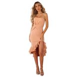 Womens Midi Dress Solid Color Strapless Design Casual Summer Wear factory direct