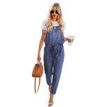 Plus Size Womens Denim Overalls Loose Fit Stretch Waistband Spring Summer Style Casual Wear Whol