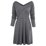 Long Sleeve V Neck Dress for Women Casual Fit Comfortable Fabric Autumn Winter Collection