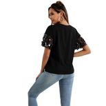 Sequin Patchwork Round Neck Short Sleeve T Shirt Womens Fashion Top Casual Wear Wholesale Availa