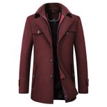 Mens Wool Blend Overcoat Thick Warm Long Length Removable Collar Winter Outerwear