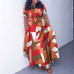 Plus Size African Style Dress Fashionable Short Sleeve A Line Tie Detail Perfect for Summer Even