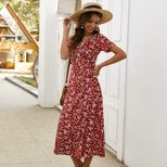 Floral Print Short Sleeve Dress for Women Slim Fit Summer Casual Wear bulk order