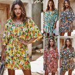 Fashionable Floral Print Womens Dress Spring Collection Casual Wear for Everyday Use Wholesale A