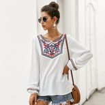 Womens Long Sleeve Ethnic Style T Shirt Comfortable Fabric Spring Collection