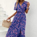 Floral Summer V Neck Dress Lightweight Casual Elegant Perfect for Beach or Party Wholesale Avail