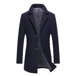 Mens Business Overcoat Thick Wool Blend Single Breasted Mid Length Suit Collar Formal Wear Winte