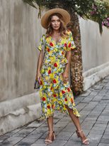 Fashionable Short Sleeve Dress Original Design Floral Print Spring Summer Style Perfect for Vaca