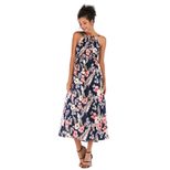 Womens Summer Dress Sleeveless Slim Fit Fresh Floral Print Lightweight Chiffon for Casual Wear D