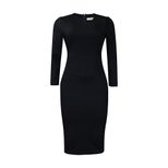 Plus Size Womens Spring Dress Ruffle Trim Solid Color Round Neck Bodycon Fit Office Wear Busines